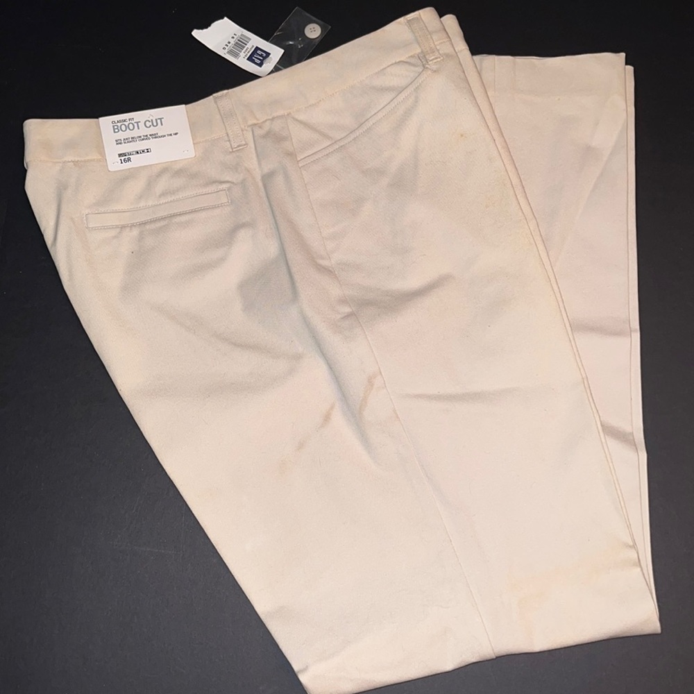 winter white classic fit bootcut stretch pant-hip & 1 welt pocket in back-NWT